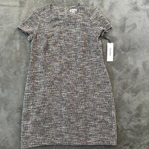 NWT Calvin Klein Tweed Short Sleeve Sheath Dress Women's 14 Career Modest